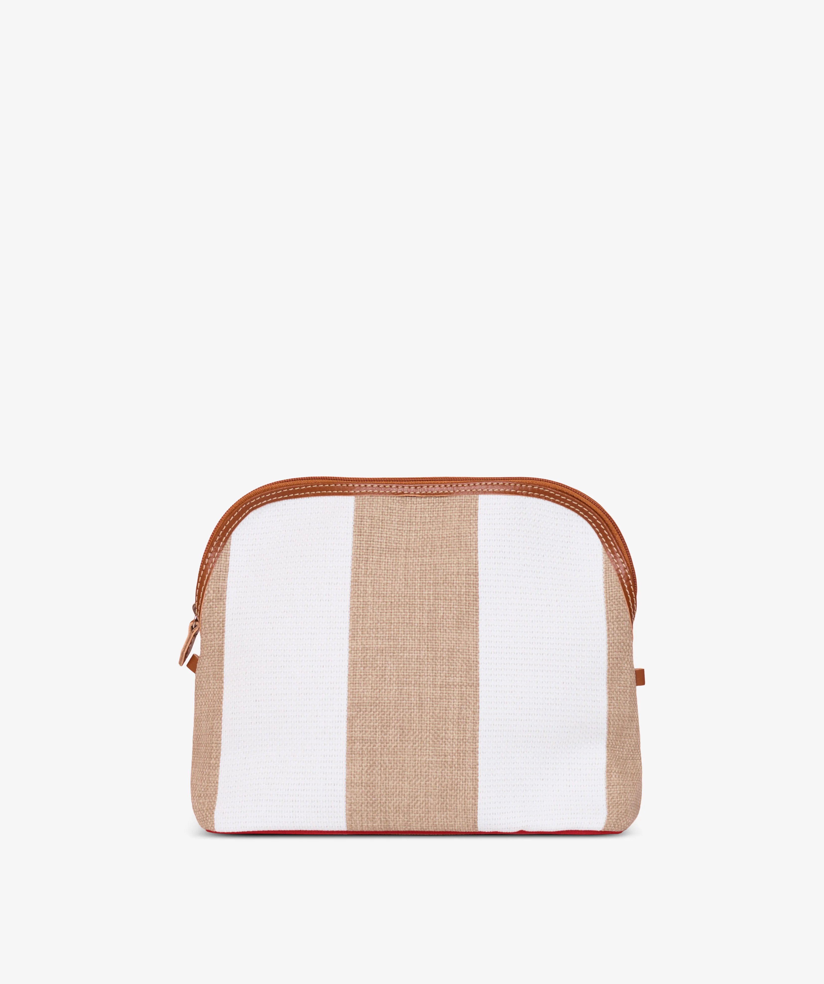 Trousse Large Stripe in White/Sand